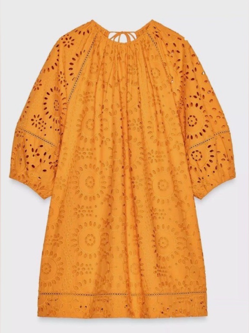 Zara tangerine color Eyelet beautiful Dress/ Size large